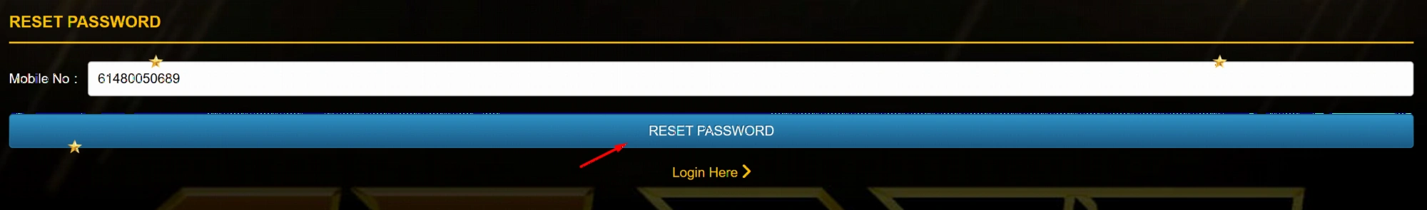 CTBet password reset process